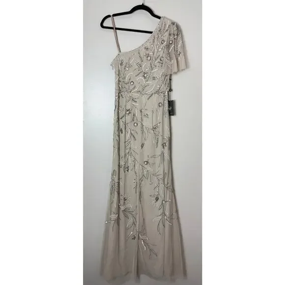 Wedding Guest Dress Adrianna Papell Floral Sequin One Shoulder Maxi Gown